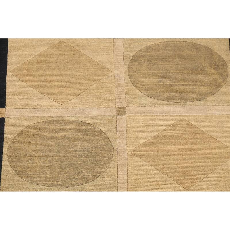 Vegetable Dye Geometric Nepalese Oriental Area Rug Wool Hand-knotted - 4'1" x 6'0"