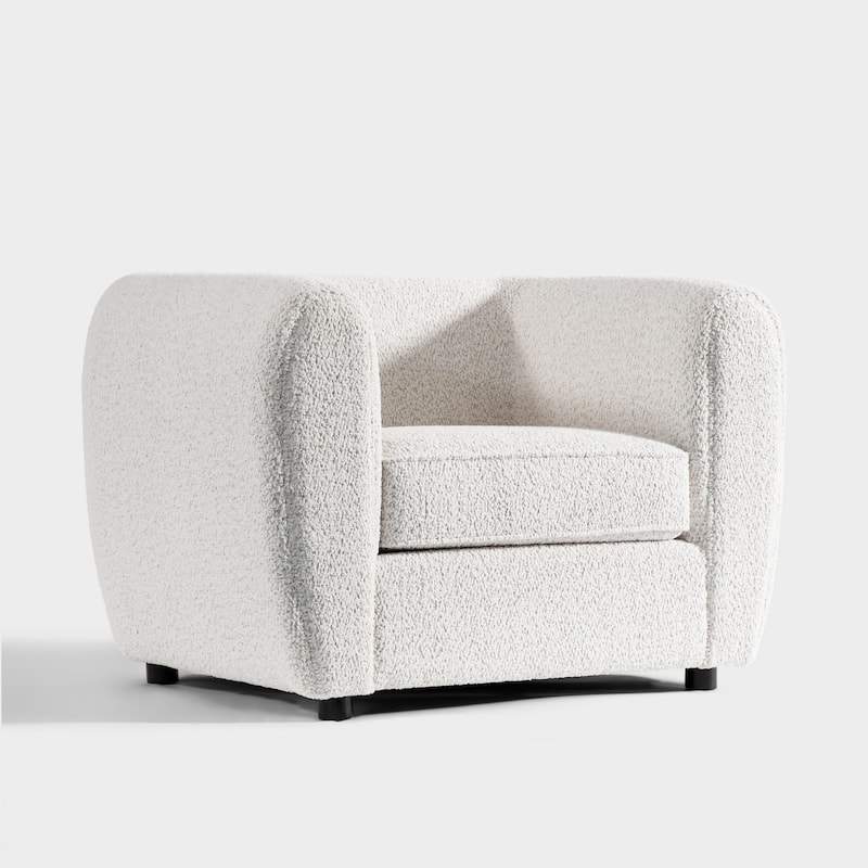 Furniture of America Vanessa Modern Curved Arms Boucle Sofa Set with Seat Cushion and Wooden Legs, 2-Piece or 3-Piece Options
