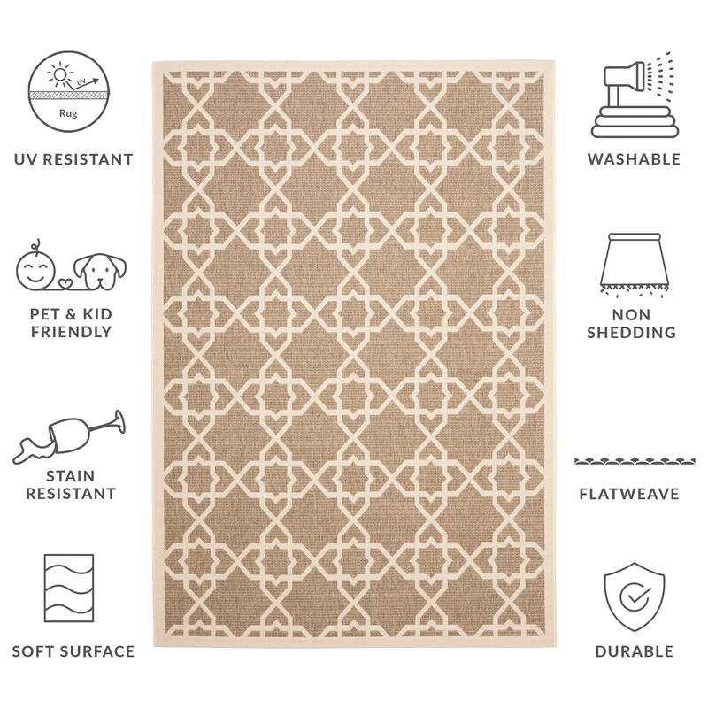 SAFAVIEH Courtyard Hanifa Trellis Indoor/ Outdoor Waterproof Patio Backyard Rug