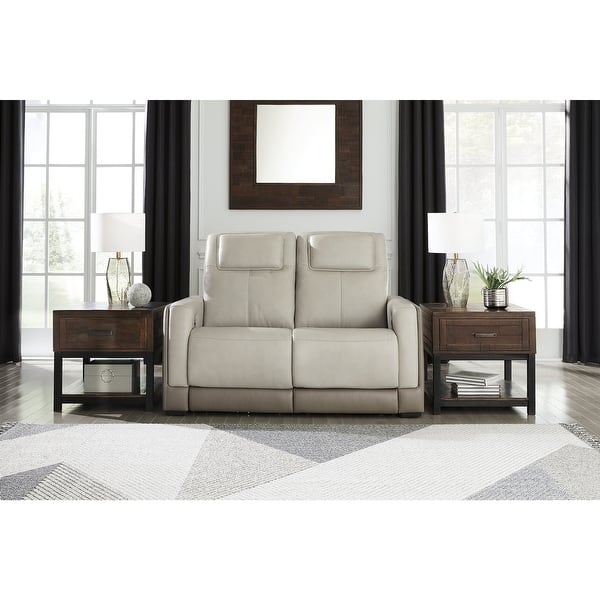 slide 2 of 5, Signature Design by Ashley Battleville Almond Power Reclining Loveseat with Adjustable Headrest - 60"W x 40"D x 43"H