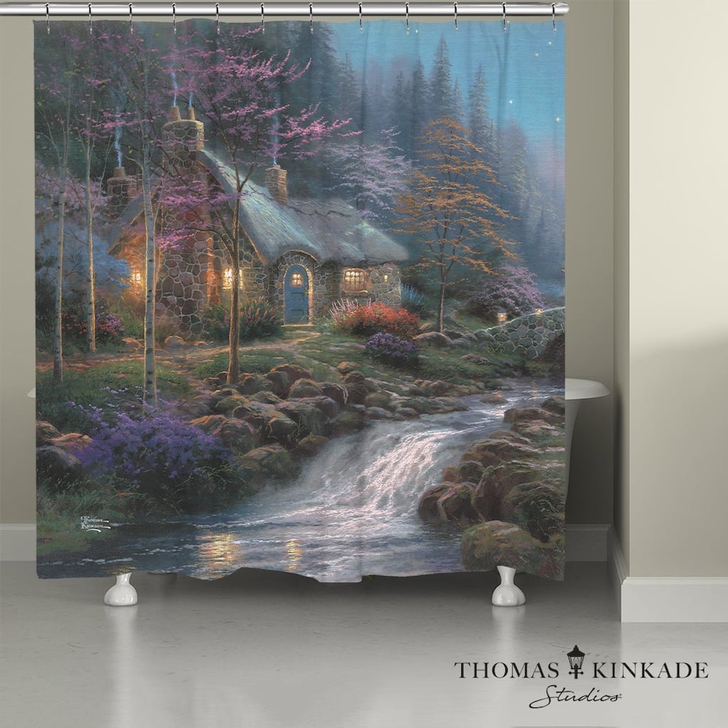 Thomas Kinkade Twilight Cottage Shower Curtain by Laural Home