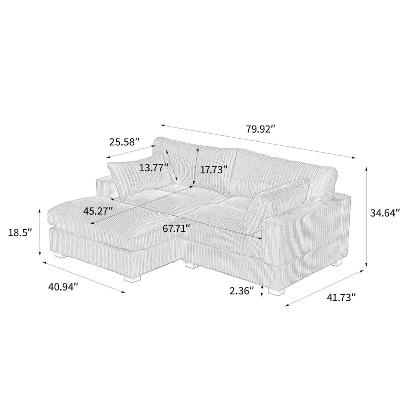Oversized Plush Modular Sectional Sofa Set L Shaped Couch