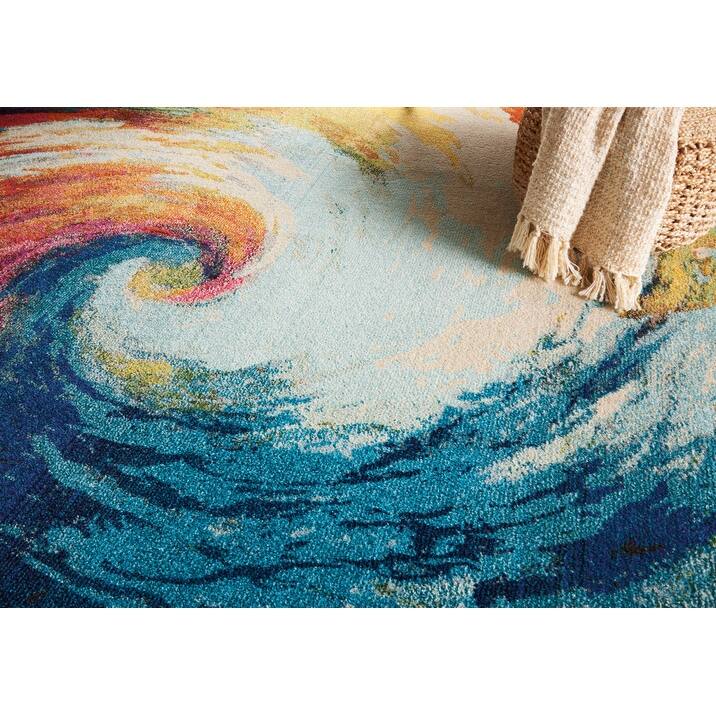 Power Loomed Abstract Modern Non Skid Stain Resistant Area Rug - 115' X '79' X '0.5