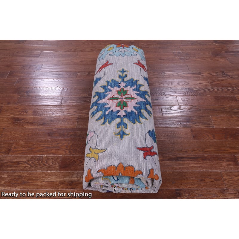 Golden Nile Grey Turkish Oushak Hand Knotted Wool Rug - 11' 10" X 15' 1"