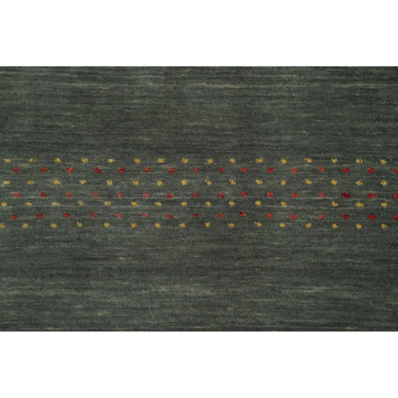 Hand Knotted Oriental 100% Wool Carpet Tribal Animal Pictorial Green Gabbeh Area Rug - 8' 11'' X 6' 2''