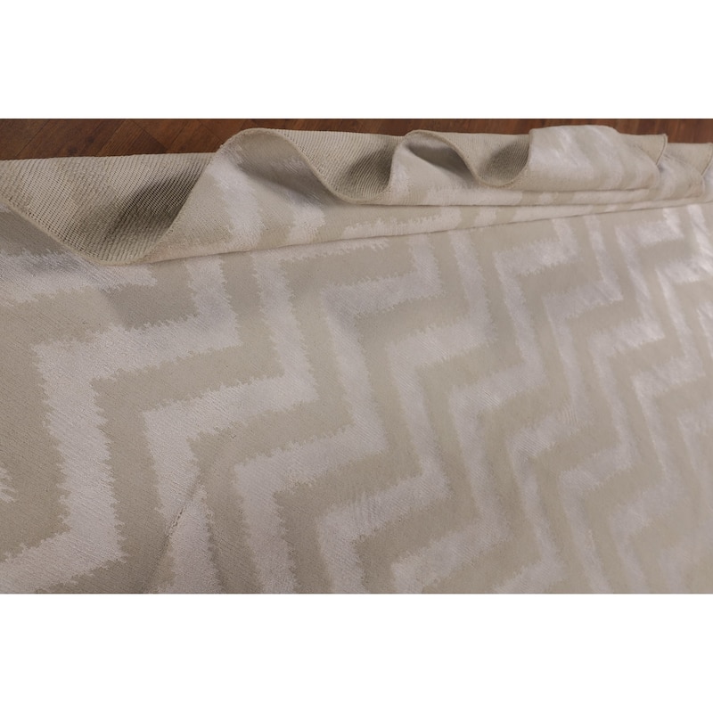 Chevron Style Nepalese Indian Area Rug Hand-Knotted Wool Carpet - 8'0" x 9'10"