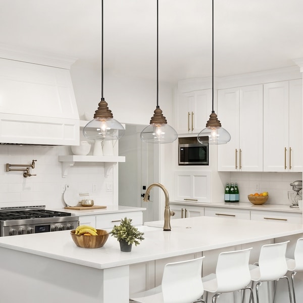 Lnc Modern Farmhouse 1 Light Bowl Glass Kitchen Island Pendant Lights for Dining Room 7.5 inchDx7.5 inchh Size 7.5Dx7.5H Black