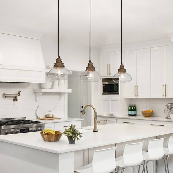 Modern Farmhouse 1-Light Bowl Glass Kitchen Island Pendant Lights for Dining Room - 7.5Dx7.5H