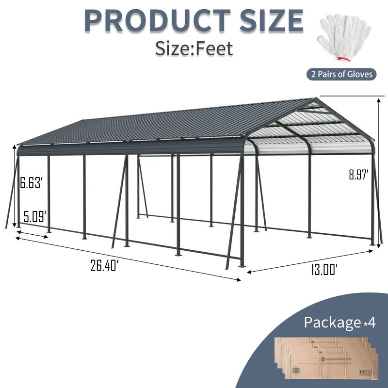 Heavy-Duty Galvanized Steel Carport‌ – Industrial-Grade Metal Shelter for Cars & Trucks with Corrosion-Resistant Frame