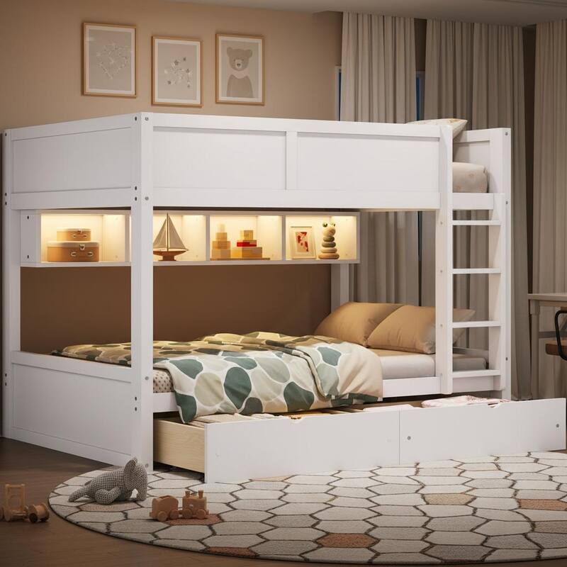 Full XL over Full XL Smart Storage Bunk Bed with LED Light by Harper&Bright Designs