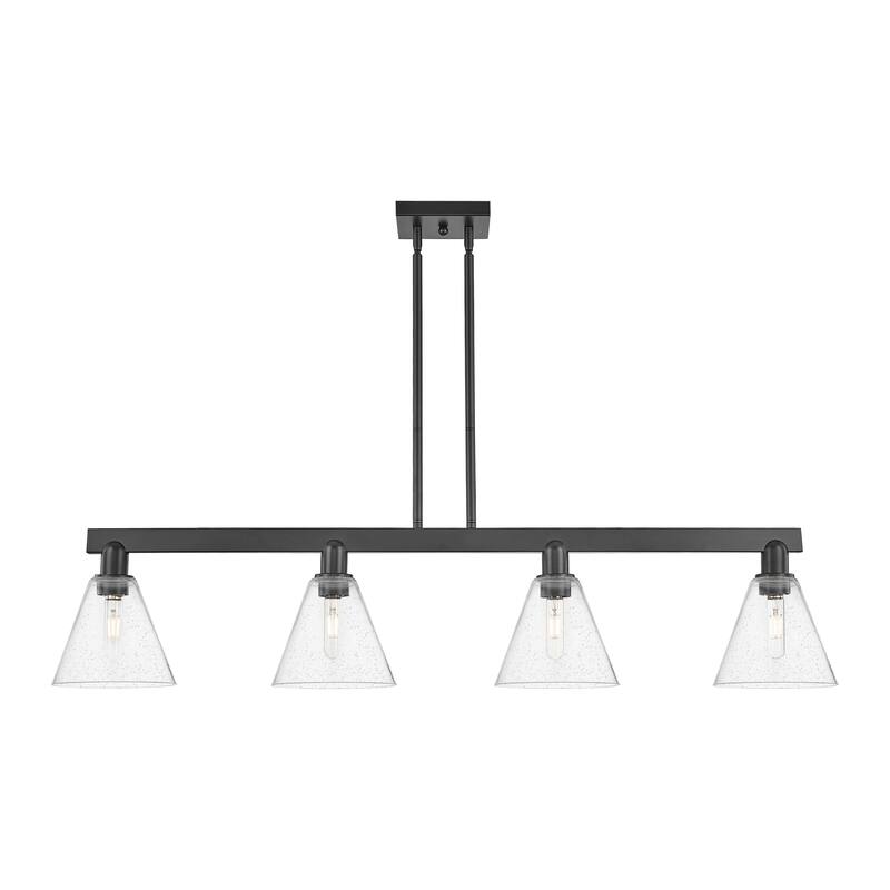 Innovations Lighting Endless Possibilities Arcadia - Berkshire Glass - 4 Light 51" Stem Hung Island Light - Seedy/Matte Black