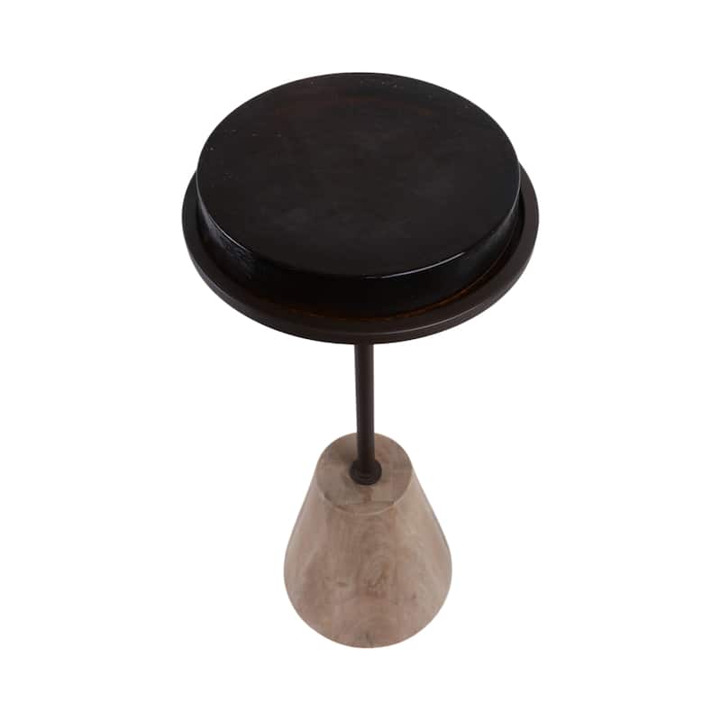 Wood Side Table Decorative Round Top Cone Base Modern Accent - 26" Tan - 11" x 11" x 26"