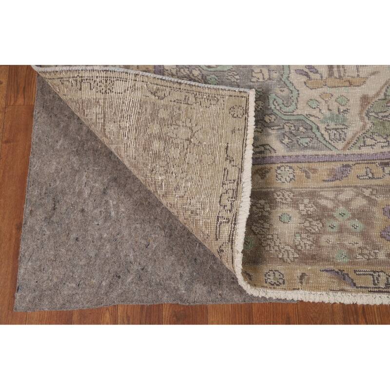 Hand Knotted Oriental 100% Wool Carpet Traditional Floral Navy Blue & Blues Tabriz Area Rug - 8' 11'' X 6' 7''