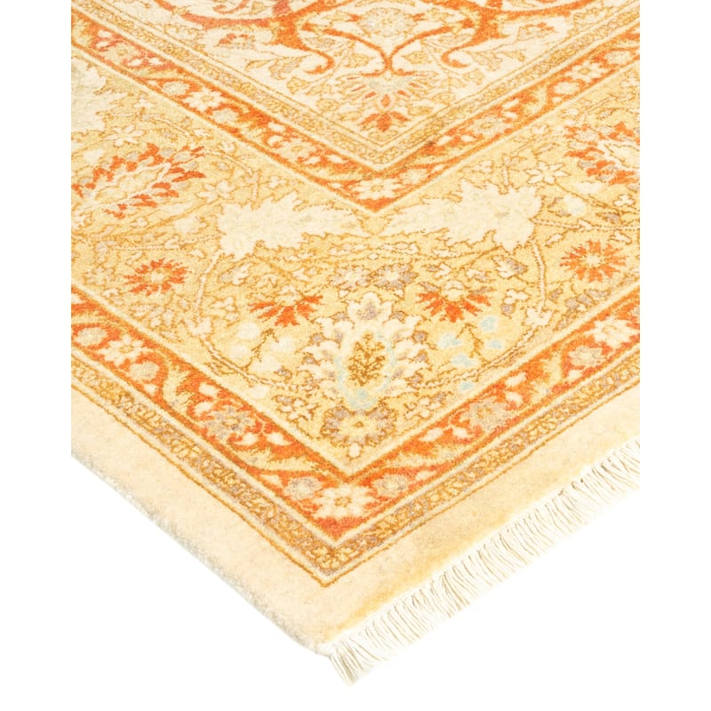 Overton Handknotted Wool Traditional Oriental Ivory Area Rug - 6' x 9'