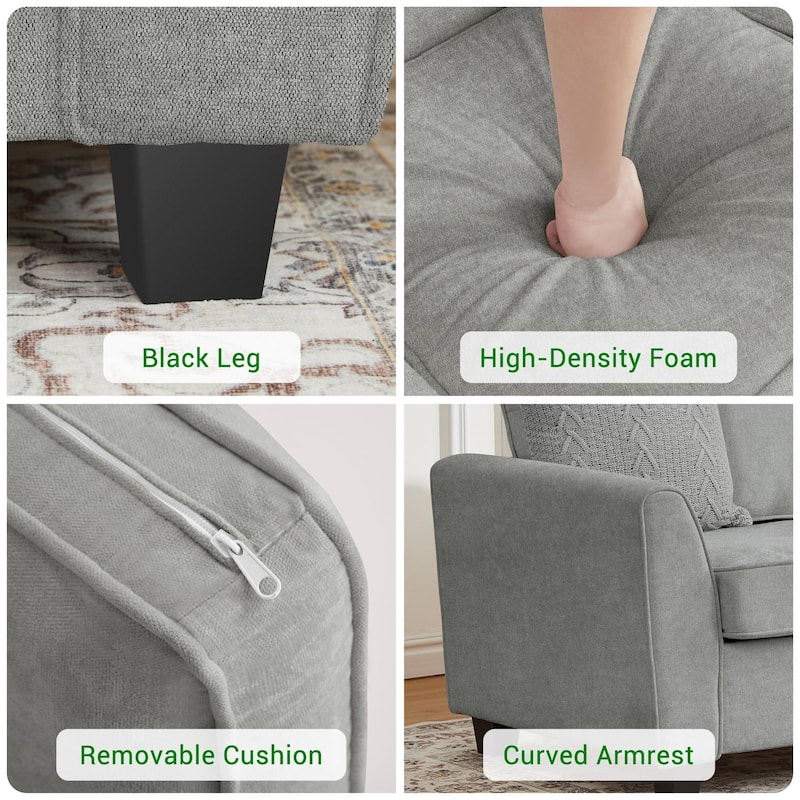 83" Couch, 3-Seater Sofa with Deep Seat, Comfortable Chenille Couch