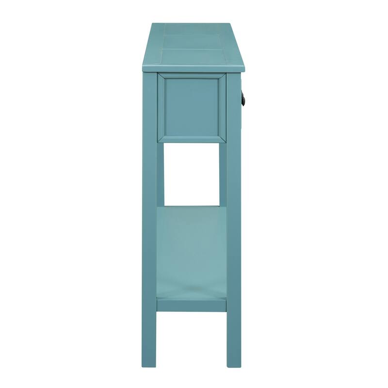 Rustic Entryway Console Table with Two Drawers and Bottom Shelf