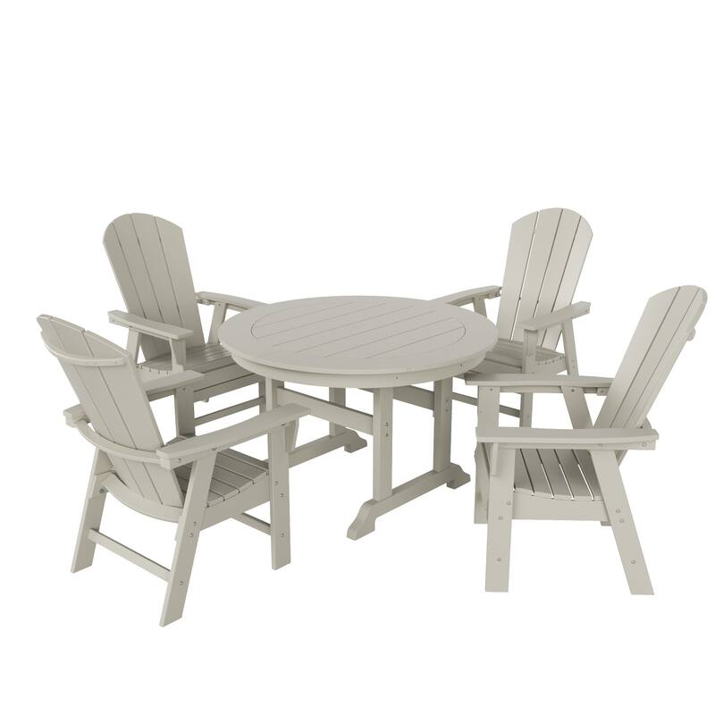 Laguna Hdpe All Weather Outdoor Patio Round Adirondack Dining Chairs Set (5-Piece Set)