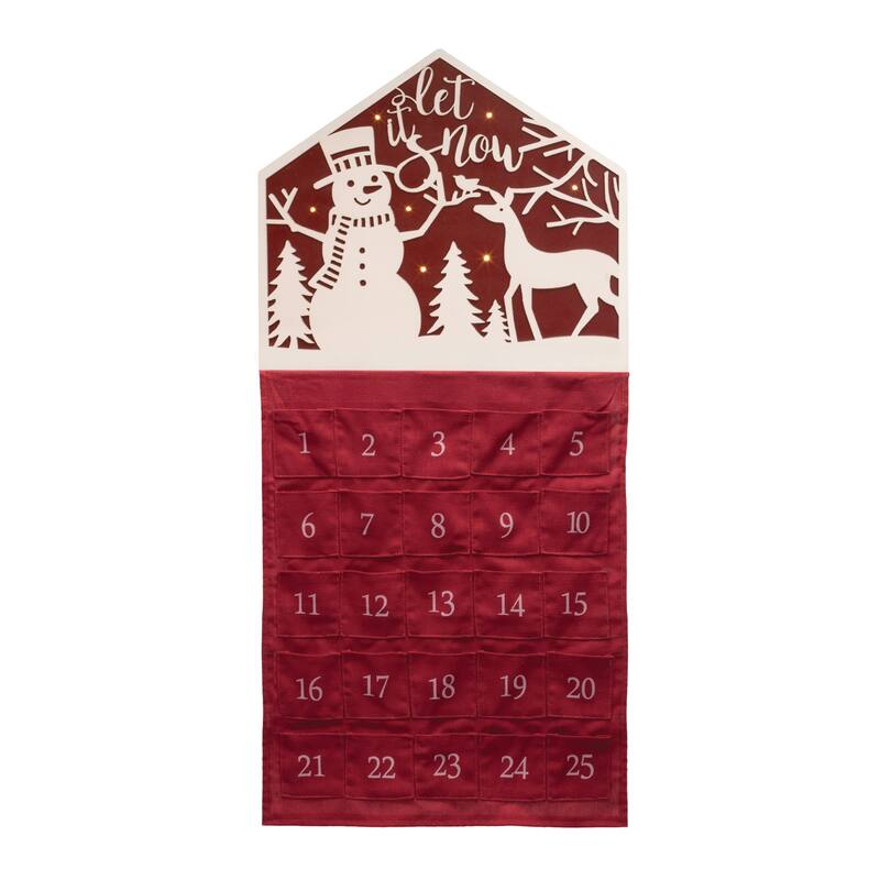 Let it Snow Countdown 16.5"L x 35"H MDF/Fabric - Multi