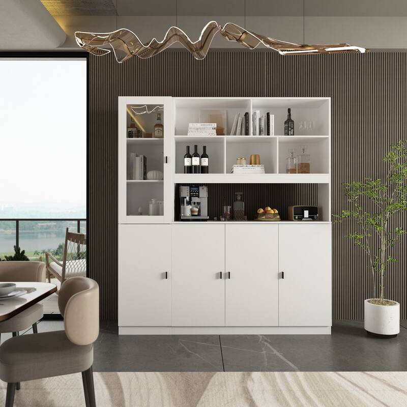 Timechee Combined Bookcase Display Cabinet Pantry Kitchen Cabinet