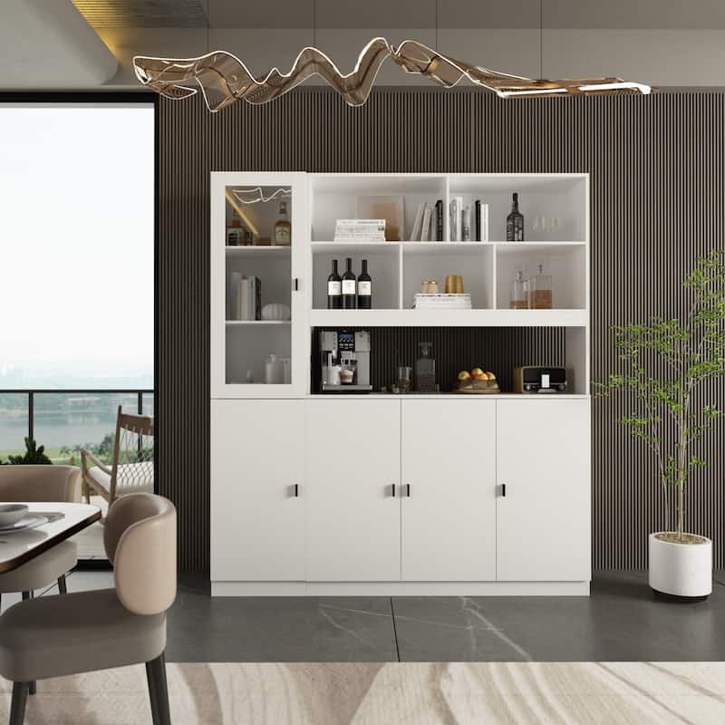Timechee Combined Bookcase Kitchen Cabinet Display Cabinet Pantry
