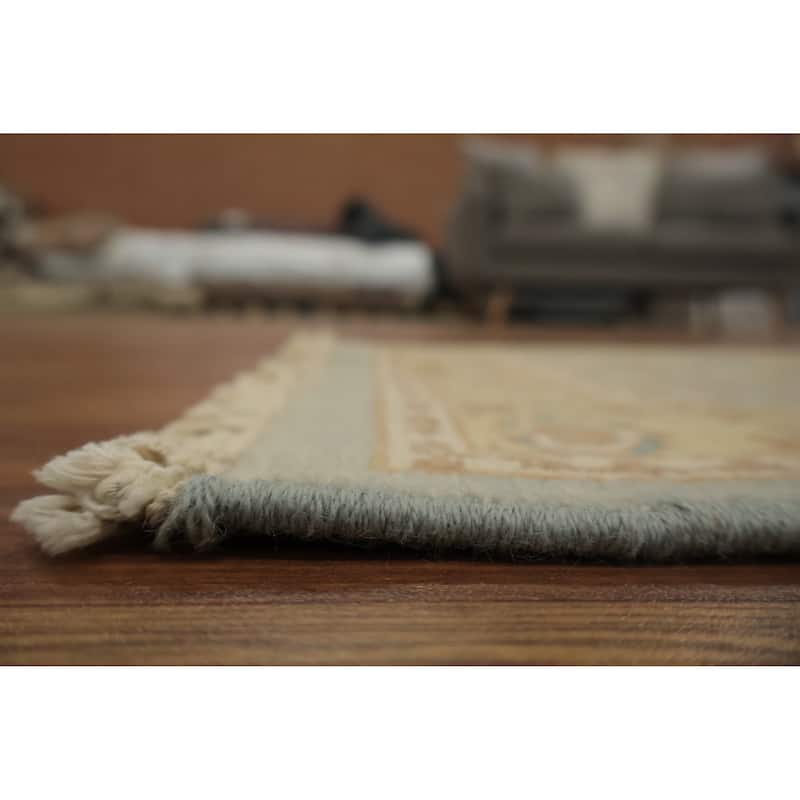 Hand Knotted Oriental 100% Wool Carpet Traditional Floral Navy Blue & Blues Ziegler Area Rug - 3' 11'' X 2' 0''