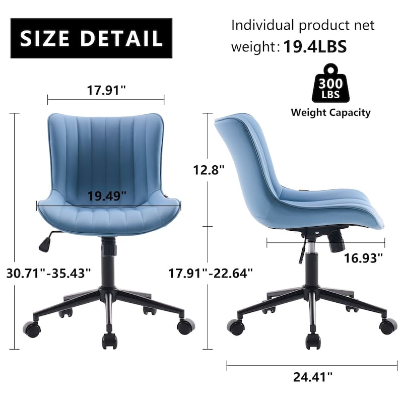Ergonomic Office Chair Swivel Armless Desk Chair with Wheels