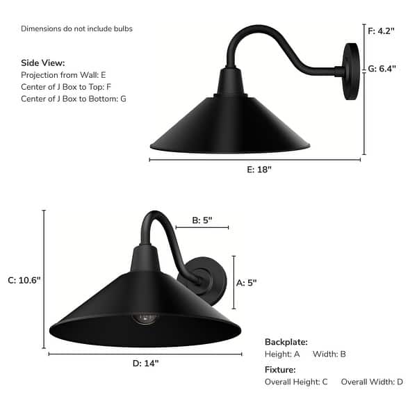 dimension image slide 3 of 4, Hunter Skyflow Outdoor WeatherMax 1-Light Wall Sconce Light - Farmhouse, Transitional, Modern Rustic, Coastal