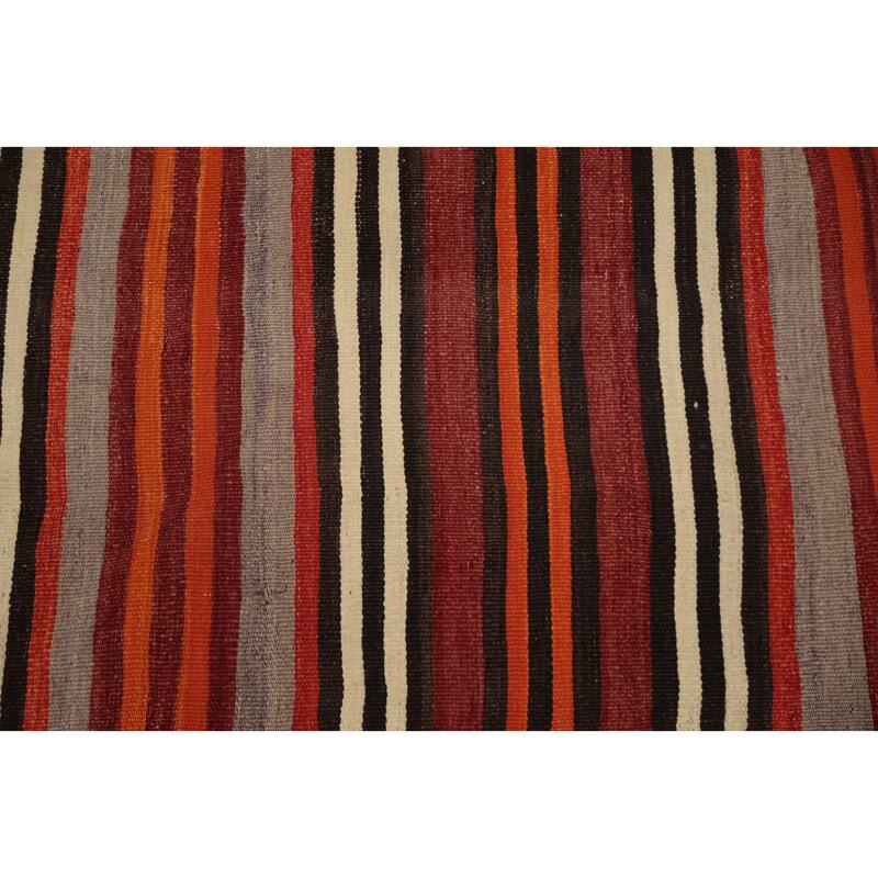 Hand Woven Oriental 100% Wool Carpet Southwestern Geometric Oranges & Rust Kilim Area Rug - 11' 0'' X 5' 2''