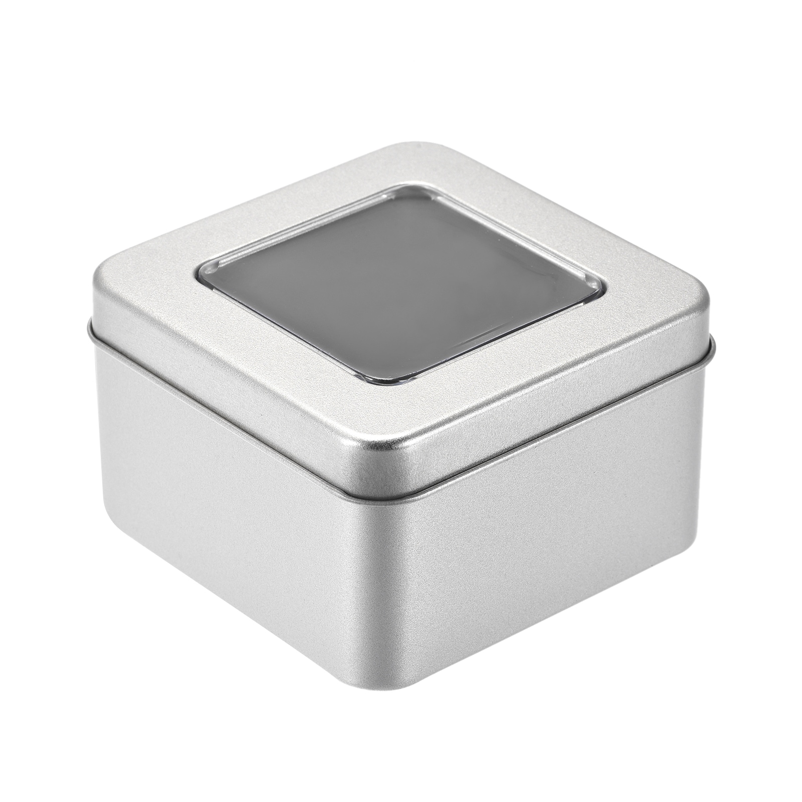 Metal Tin Box, 6pcs 4.53 x 3.35 x 0.87 Rectangular Empty Tinplate Storage Containers with Hinged Lids, Silver Tone | Harfington