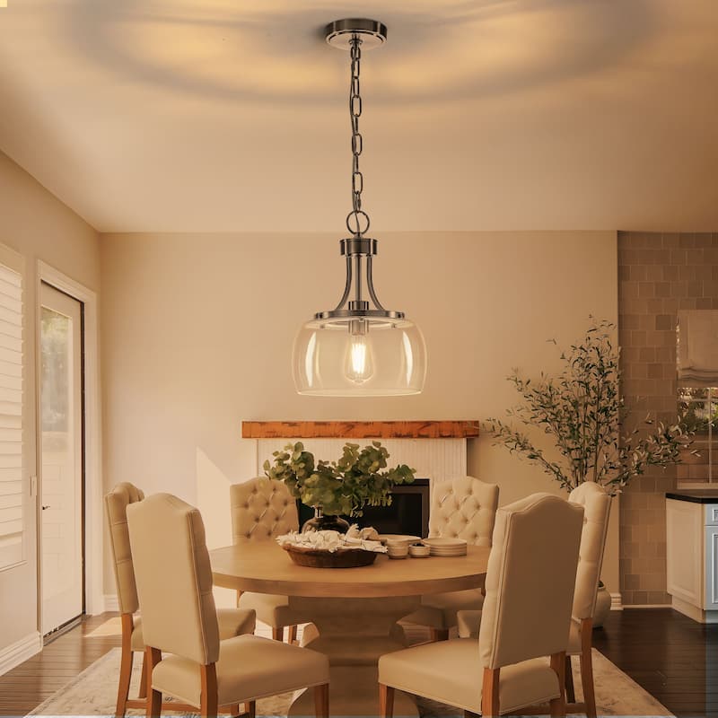 Starsky 1/3-Light Modern Clear Glass Dome Pendant Light