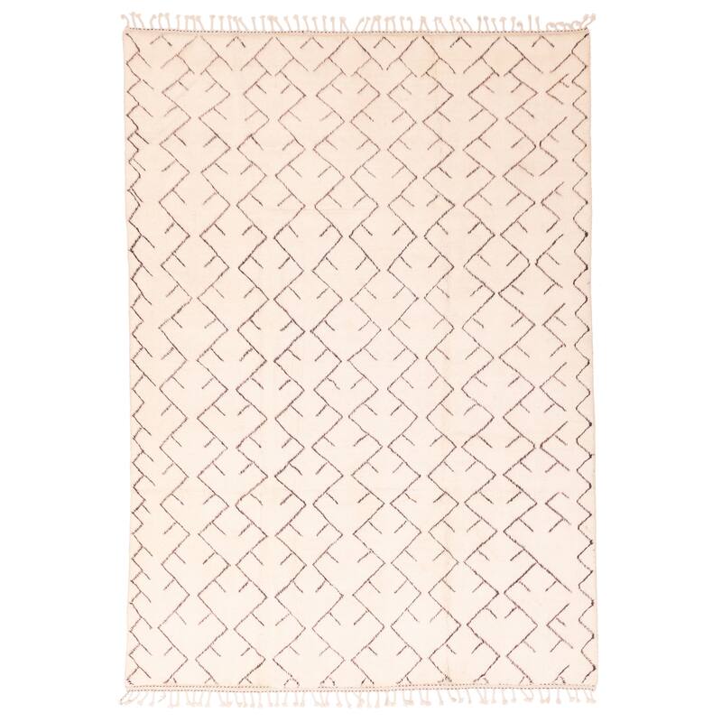 ECARPETGALLERY Hand-knotted Pak Finest Marrakesh Cream Wool Rug - 6'9 x 9'7