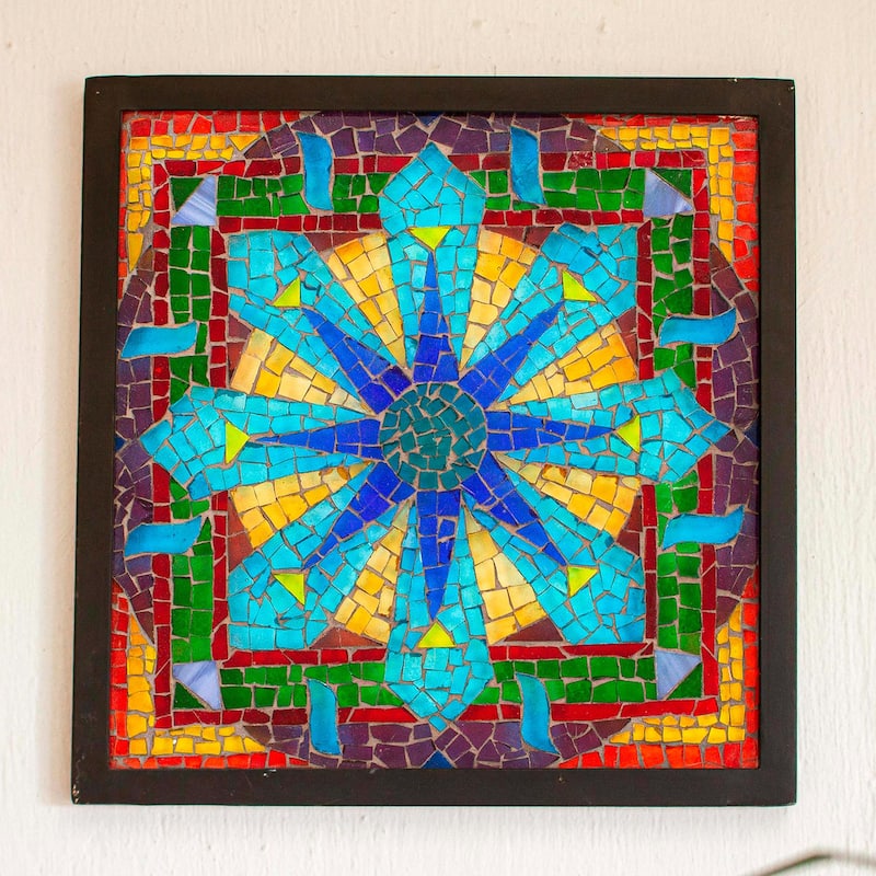Novica Handmade Mexican Mandala Glass Mosaic Wall Decor