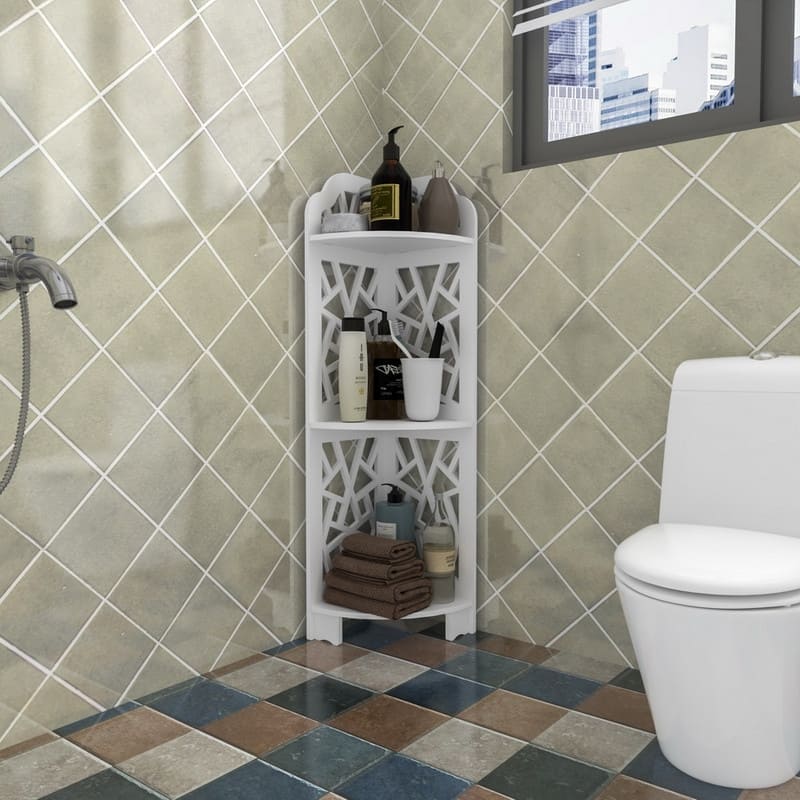 3 Tier Corner Shower Shelf Waterproof,White