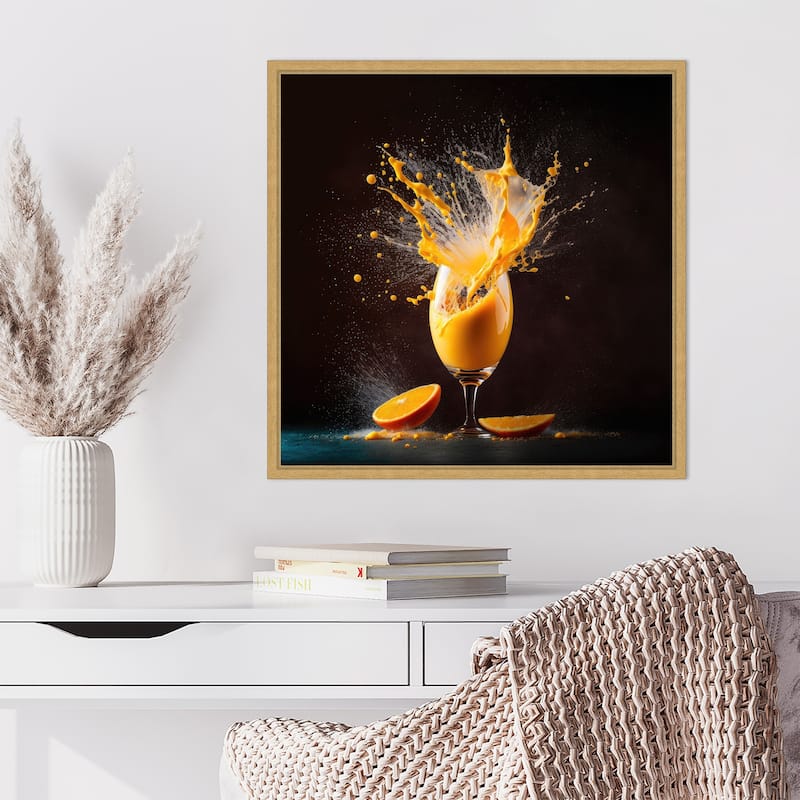Mimosa Splash by Jake Fouracre Framed Canvas Wall Art Print - Sylvie Bright Gold
