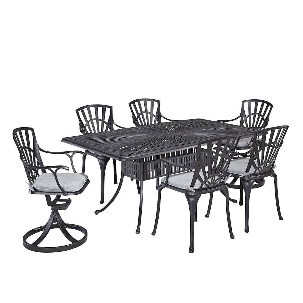 Grenada Charcoal Aluminum 7 Piece Outdoor Dining Set - 72" x 29" x 42"
