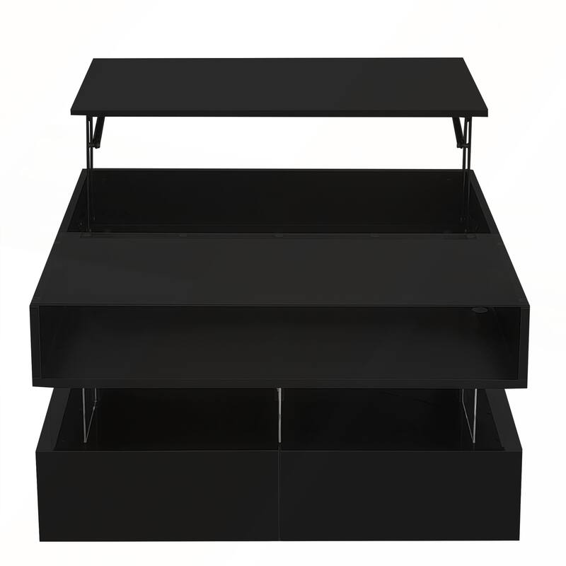 Modern Square Lift-Top Coffee Table with 2 Drawers