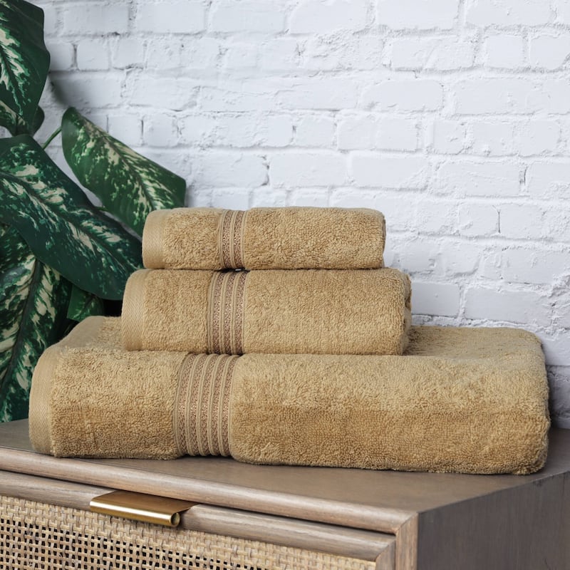 Superior Heritage Egyptian Cotton Absorbent 3-Piece Towel Set - Toast