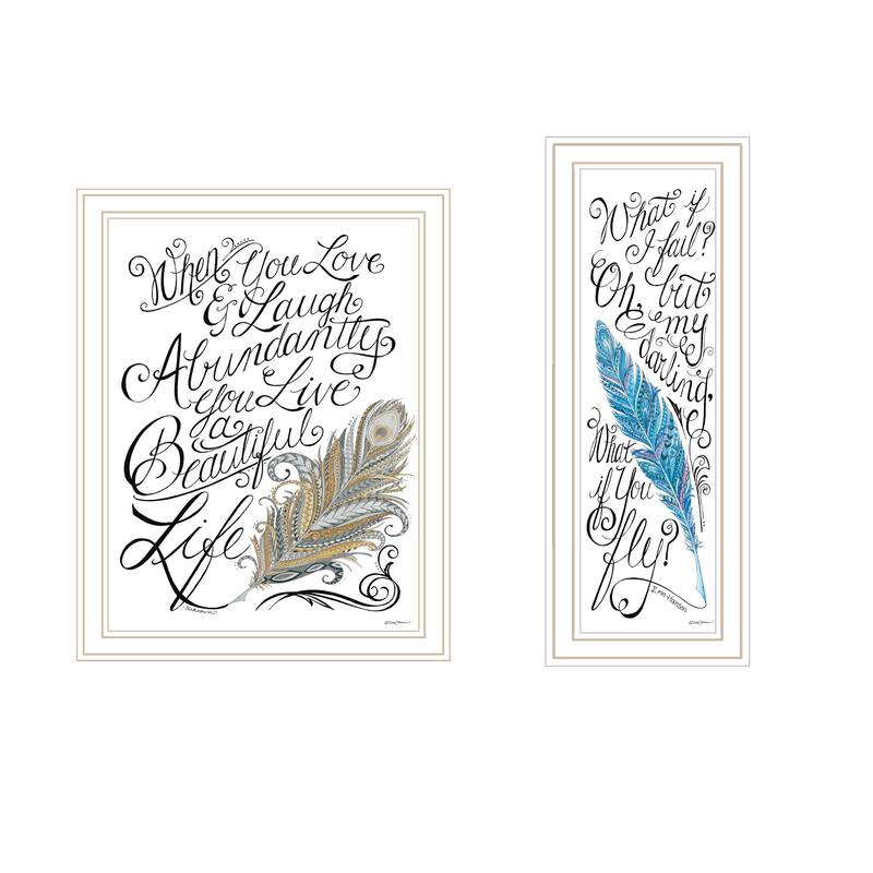 2-Piece Framed Wall Art Set - Inspirational "What if I FAIL?", White Frame