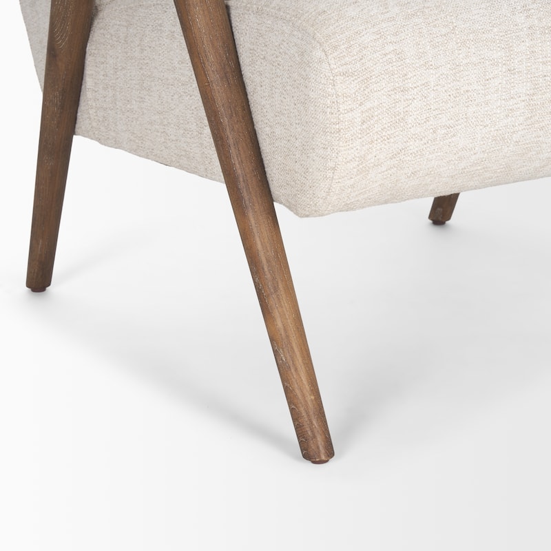 Nico Oatmeal Upholstered w/ Brown Wood Accent Chair - 26.0L x 31.9W x 32.3H