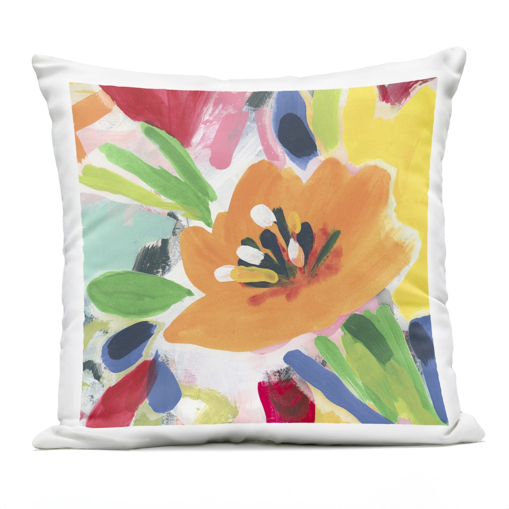 Stupell Vivid Orange Flower Impressions Printed Outdoor Throw Pillow Design by June Erica Vess