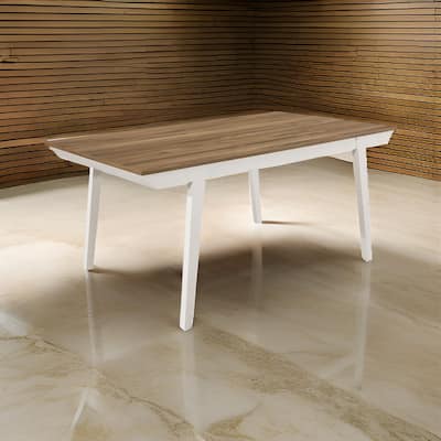 Ane 71 Inch Dining Table, Rectangular Farmhouse, Brown Acacia Solid Wood