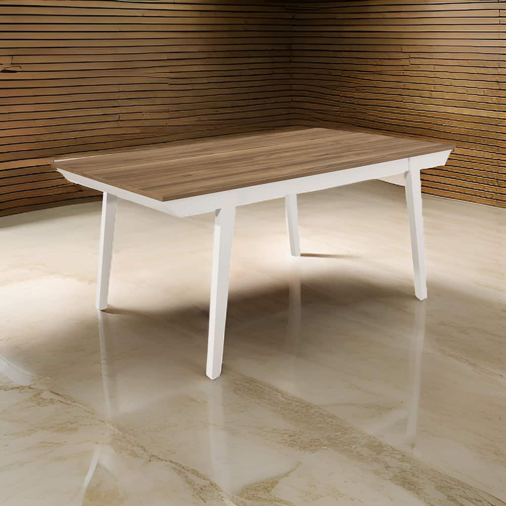 Ane 71 Inch Dining Table, Rectangular Farmhouse, Brown Acacia Solid Wood