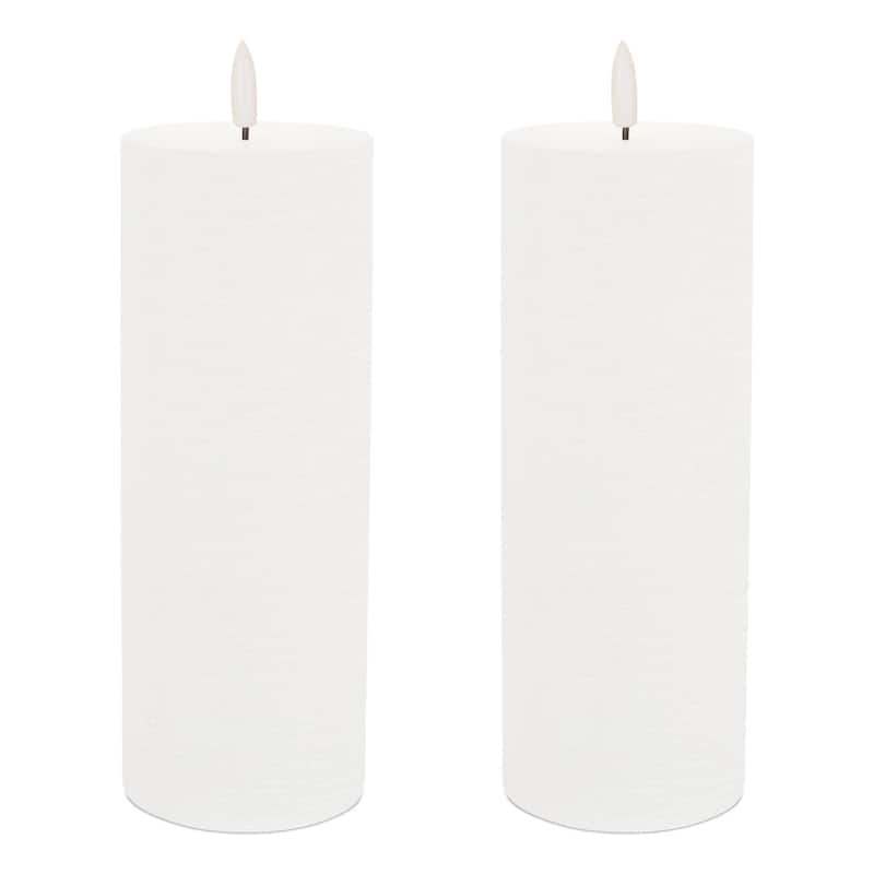 Set of Two White Flameless Pillar Candles