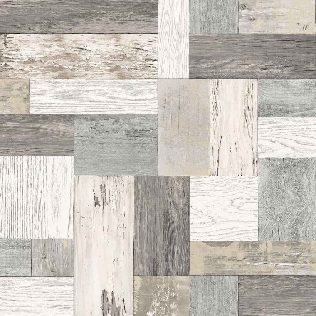 A-Street Prints Knock on Wood Neutral Distressed Wallpaper