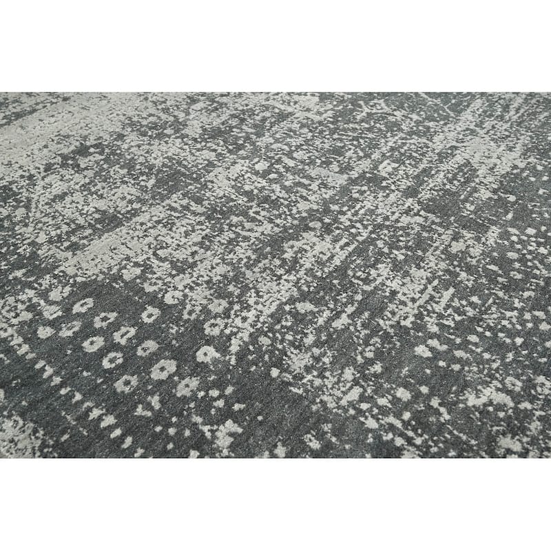 Hand Knotted Wool Transitional Oriental Area Rug Tone on Tone Gray - 8' x 9' 11''