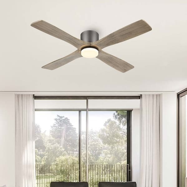 slide 2 of 34, MLiAN 48" DC Flush Mount Ceiling Fan with Light Kit and Remote Control