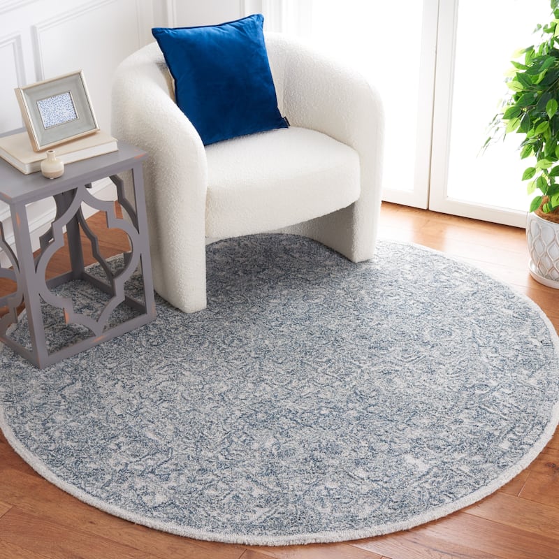 SAFAVIEH Handmade Marquee Hasime Modern Wool Rug - 6' Round - Blue/Grey - Round