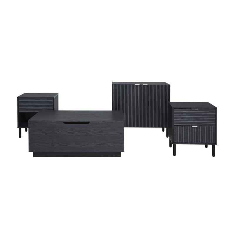 Merk Black Nightstand 2 Drawers