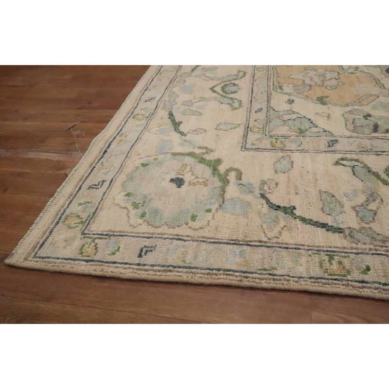 Hand Knotted Oriental 100% Wool Carpet Transitional Medallion Greys & Charcoal Oushak Area Rug - 9' 10'' X 8' 0''