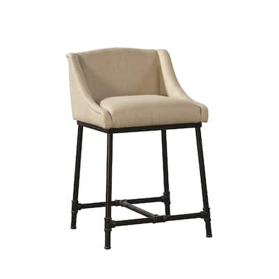 Linen & Iron Pipe Counter Stool